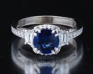 TACORI 18K Gold, Blue Sapphire and Diamond Ring 