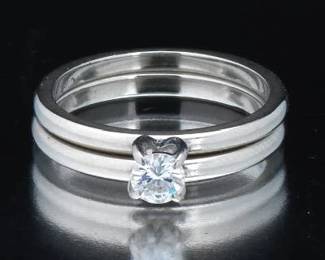 Ladies Gold and Diamond TwoPiece Engagement Set 