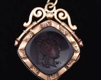 Victorian Gold and Carved Carnelian Locket Pendant 