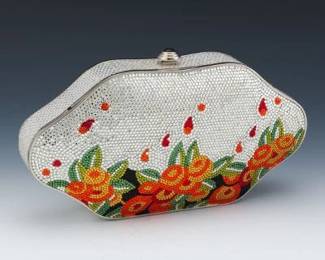 Judith Leiber Orange Floral Minaudiere