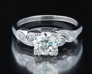 Ladies Mid Century Platinum and Diamond Ring 