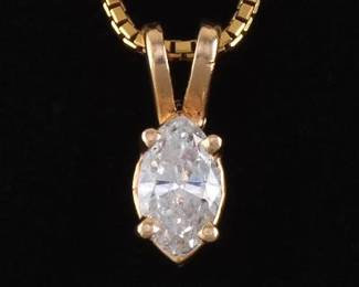 Ladies Marquis Cut Diamond Pendant on Chain 