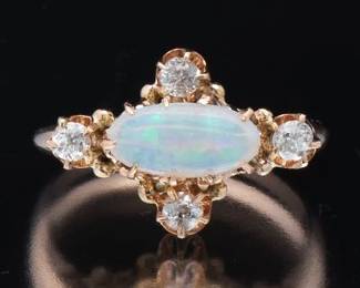 Antique Gold, Opal and Diamond Ring 