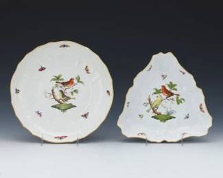 Two Herend Rothschild Bird Porcelain Pieces