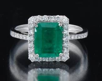 Ladies 2.78 Carat Emerald and Diamond Ring 
