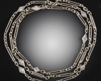 Art Deco Gold and Diamond Fancy Links Chain 