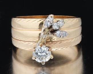 Ladies TwoRings Gold and Diamond Set 