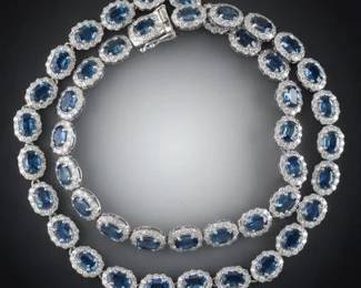 Classic Sapphire and Diamonds Necklace 