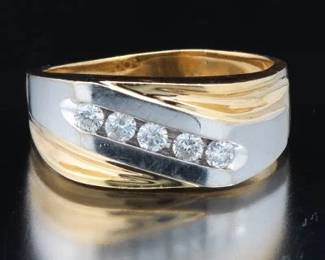 Gentlemens TwoTone Gold and Diamond Ring 