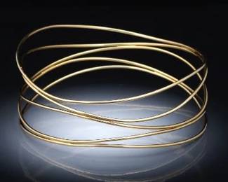 Tiffany Co. Elsa Peretti 18K Gold Wave FiveRow Bangle 