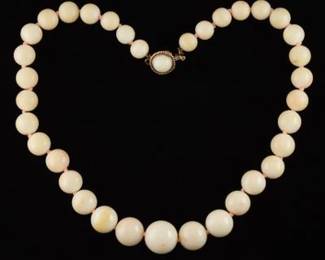 Ladies Gold and Angel Skin Coral Necklace 