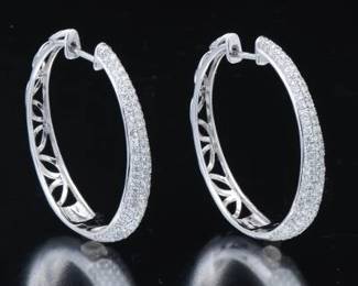 Ladies Pair of Gold and Diamond Hoops 