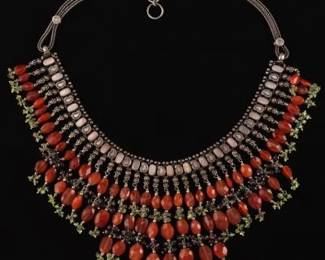 Rajasthan Silver and Carnelian Necklace 