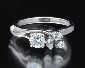 Platinum, Diamond and Moissanite Center Ring 