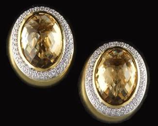 David Yurman Gold, Diamond and Citrine Earrings 