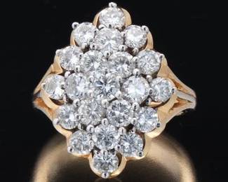 Ladies Gold and 3.60 Carat Diamond Cocktail Ring 