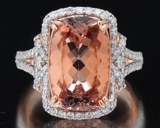 Ladies 8.05 Carat Morganite and Diamond Ring 