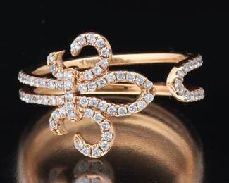 Ladies Gold and Diamond FleurdeLys Flex Ring 