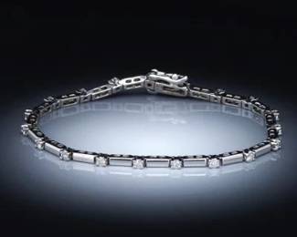 Ladies Gold and Diamond Tennis Bracelet 