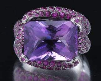 Ladies Gold, Amethyst and R