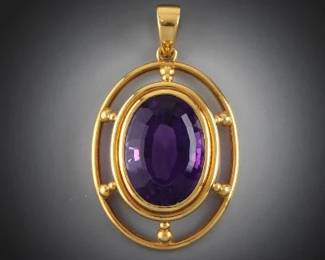 18k Gold and Amethyst Pendant 