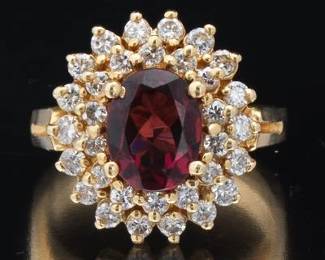 Ladies Pink Tourmaline and Diamond Ring 