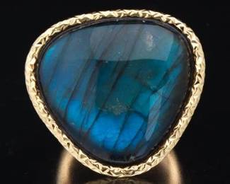 Ladies Gold and Labradorite Oversized Ring 
