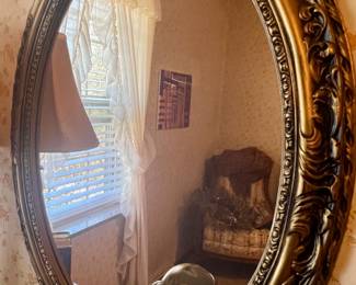 Oval Gold Wooden Mirror