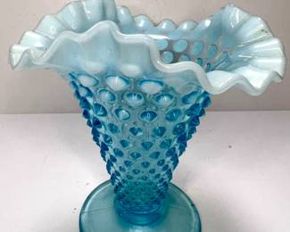 Fenton Hobnail Ruffle Vase