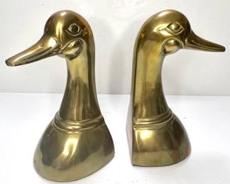 Leonard Solid Brass Duck Head Bookends