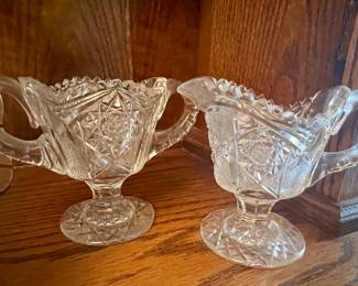 American Brilliant Crystal Sugar and Creamer Set
