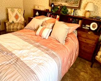 MCM Full Size Headboard with Shelf and Drawer Storage