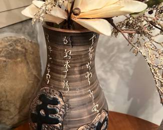 Faux Floral Decor in Pottery Vases