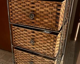 Wicker and Metal Accent Cabinet