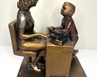 Austin Sculpture Mixed Metal Figurine "Teacher's Pet" signed by Cuahatli