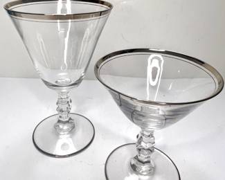 Libbey Silver Rimmed Martini and Wine Glasses