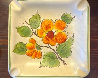 Hand Painted Ceramic Ashtray from Brazil