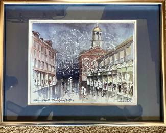 Framed Watercolor Print of Boston by Alice Atwood Mahoney