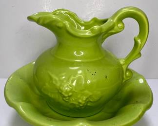 McCoy Lime Green Pitcher and Bowl