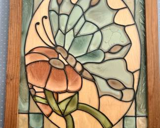 Large Butterfly Stained Glass Panel