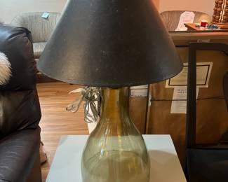 New! Ethan Allen Smoky Glass Lamp