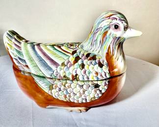 Hand Painted Duck Tureen