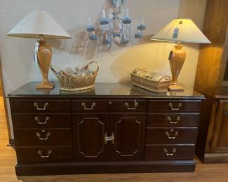 New! Ethan Allen Console w/Glass Top