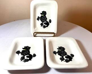 MCM Glidden Pottery Poodle Plates, Set of 3