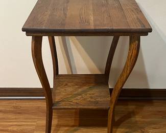 Vintage square oak wood side table
