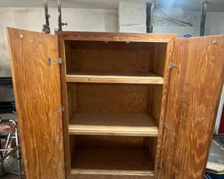 Wood Storage Cabinet on Wheels, measures 52" x 25" x 75"