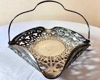 Antique Victorian pairpoint silver pierced bridle cake basket