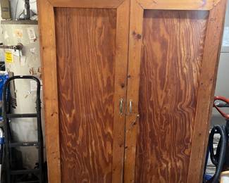 Wood Storage Cabinet on Wheels, measures 52" x 25" x 75"