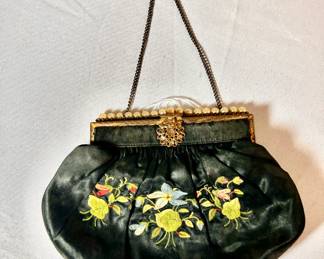 French Silk Purse w/Tambour Embroidery