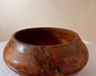 Oak wooden bowl, signed